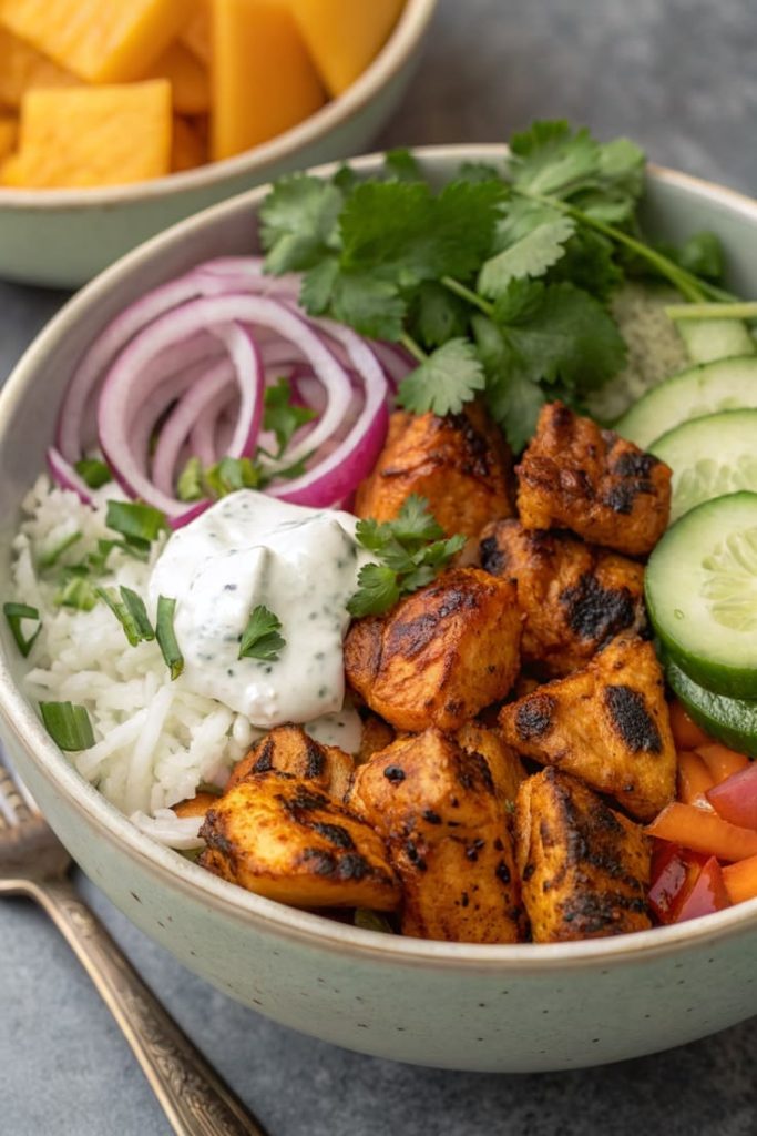 chicken tikka rice bowl