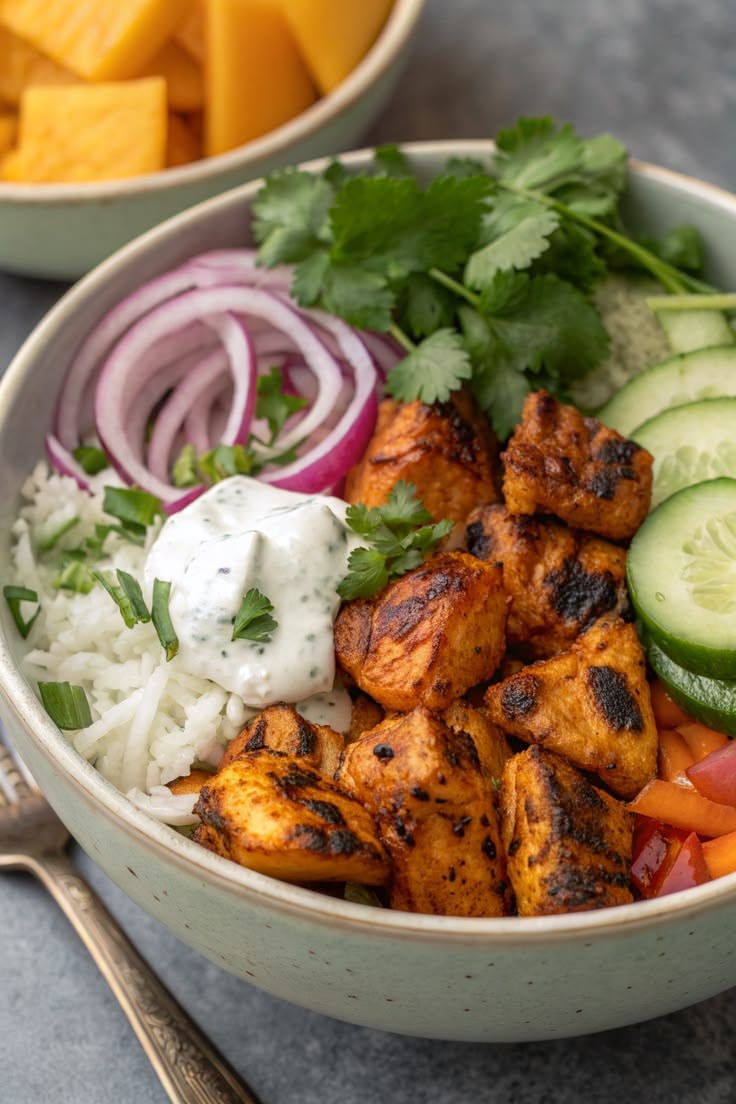 chicken tikka rice bowl